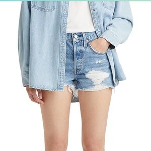 Levi’s 501 distressed denim shorts size 28